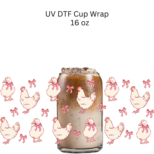 Ducks and Chickens Bows UV DTF Cup Wrap