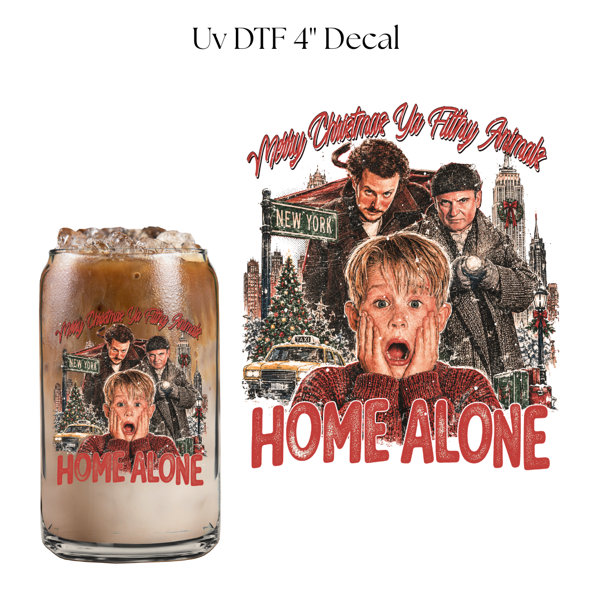 Merry Christmas You Filthy 4” UV DTF Cup Decal
