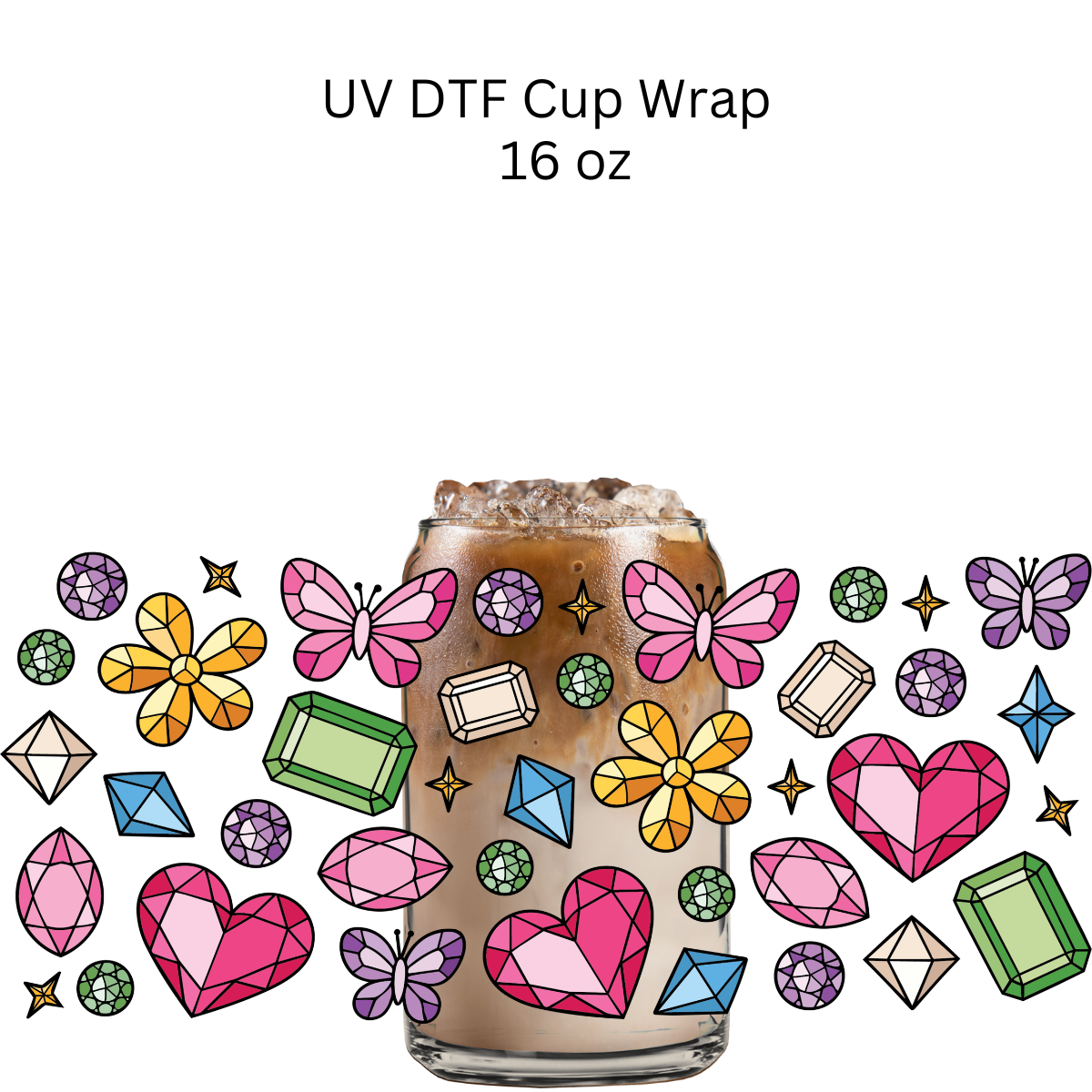 Colorful Jewels UV DTF Cup Wrap