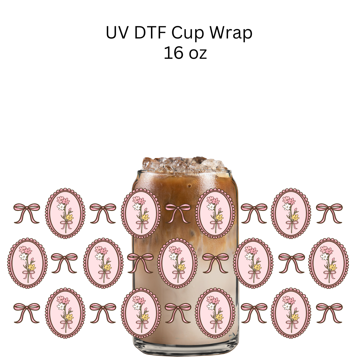 Flower Frame and Bows UV DTF Cup Wrap