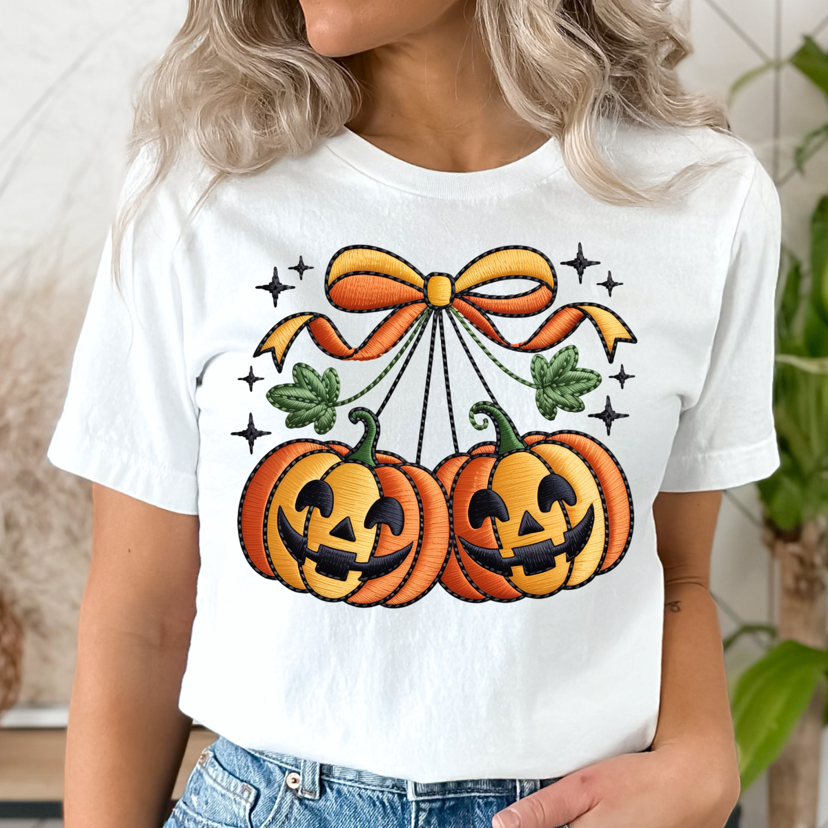 Embroidered Pumpkins DTF TRANSFER