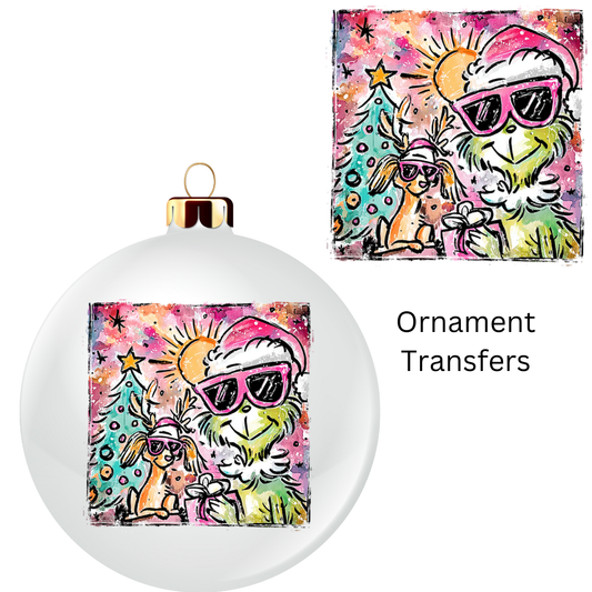 Green Monster Glasses Ornament Transfer UV DTF