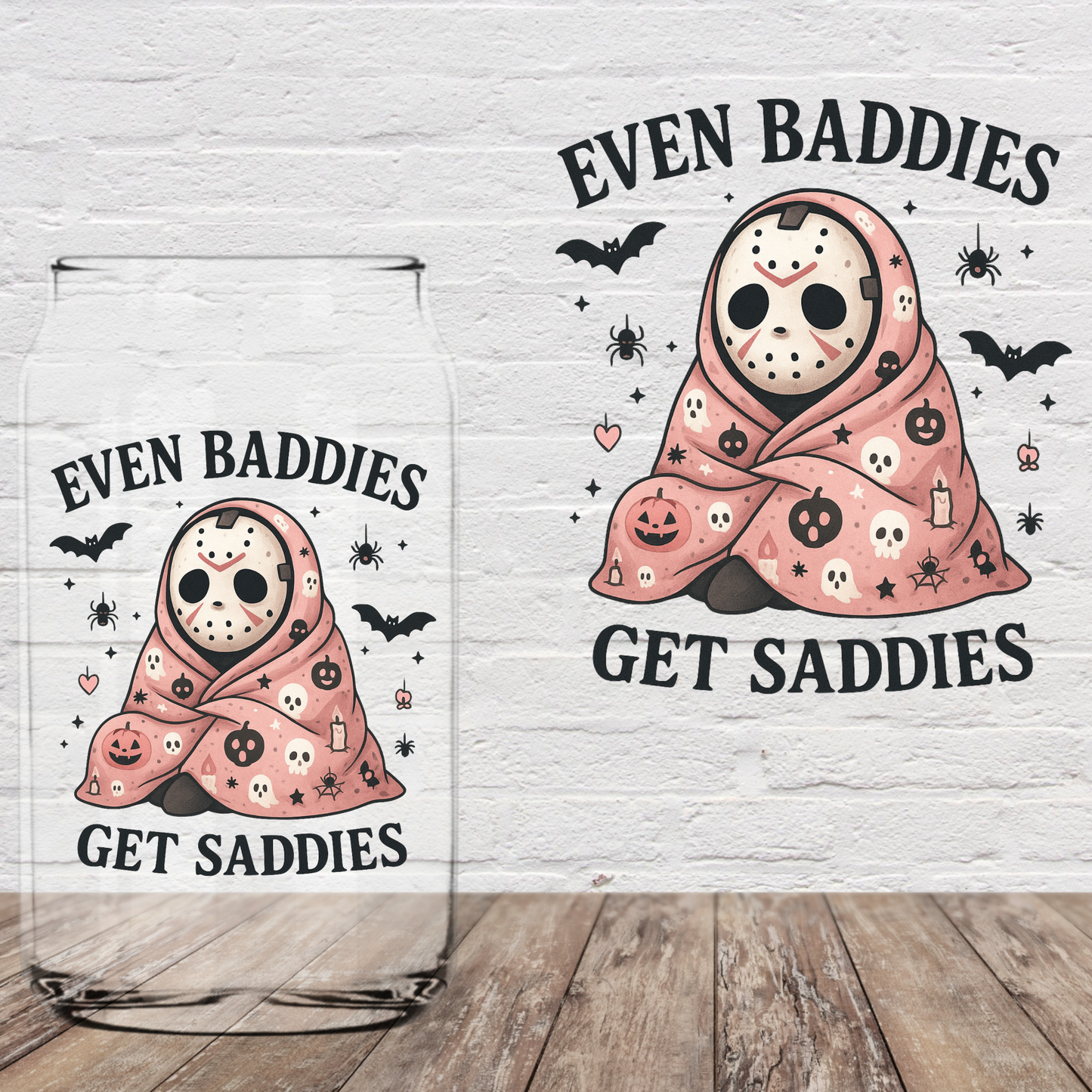 Spooky Bubu Even Baddies Get Saddies 4" UV DTF (Print to order)