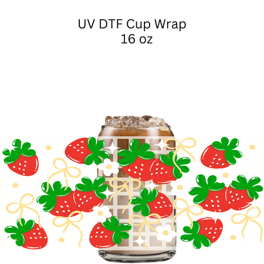 Strawberries and Daisies UV DTF Cup Wrap