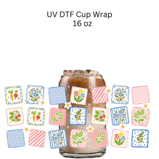 Floral Squares UV DTF Cup Wrap