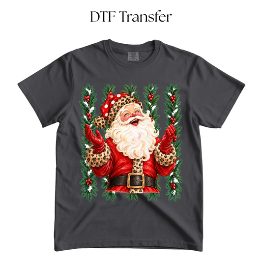 Smily Cheetah Santa DTF Transfer