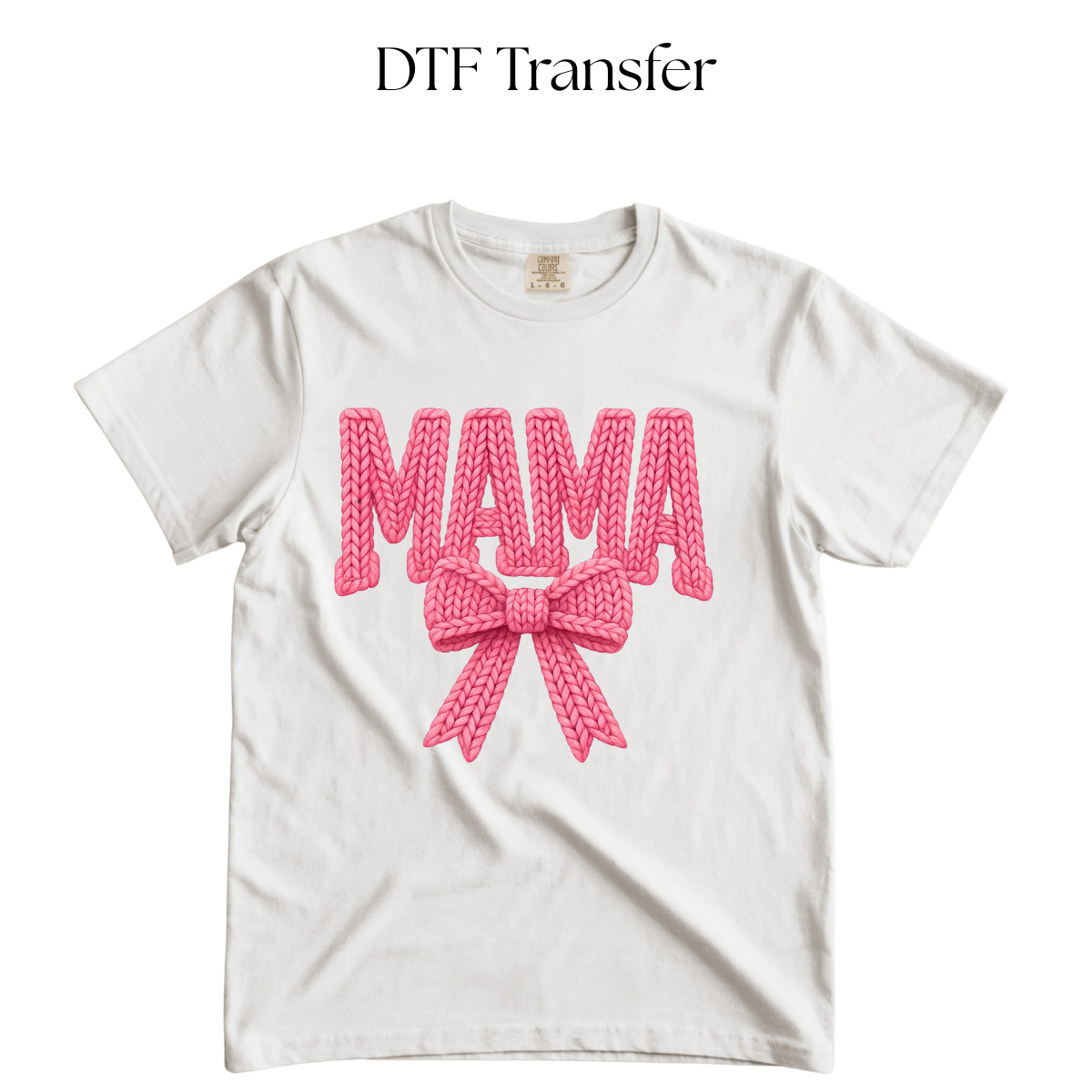 Pink Mama Bow Faux Yarn DTF Transfer