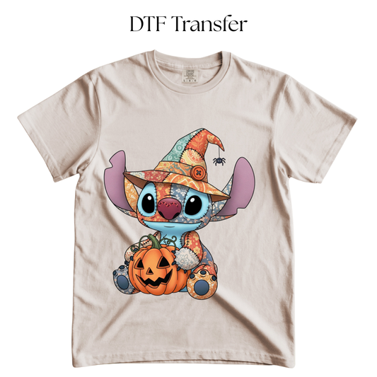 Blue Alien Patches DTF Transfer