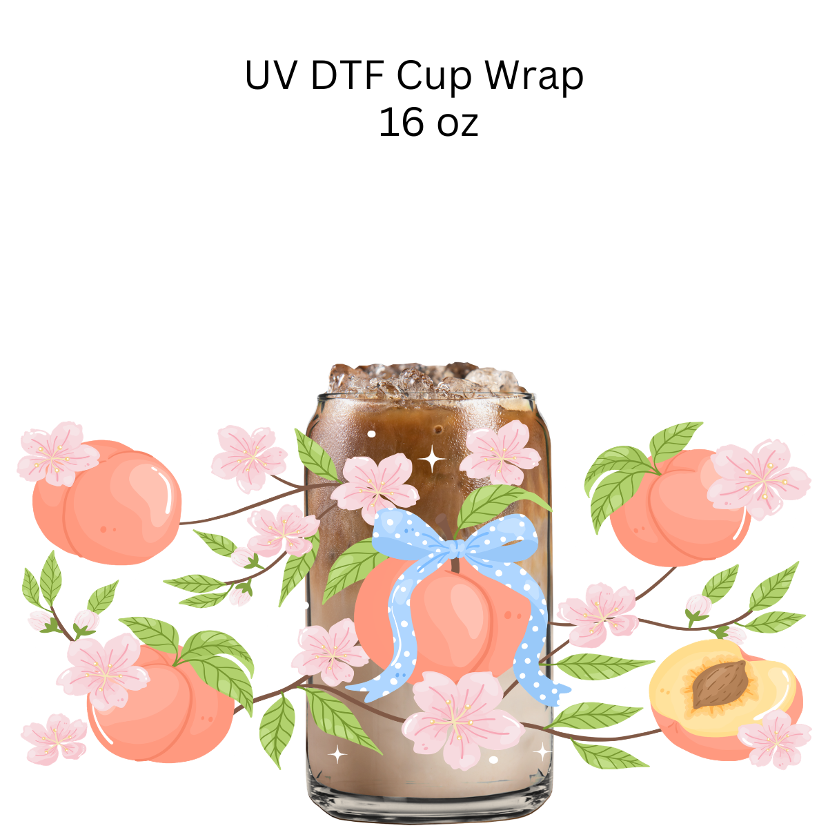 Peaches and Pink Blossoms UV DTF Cup Wrap