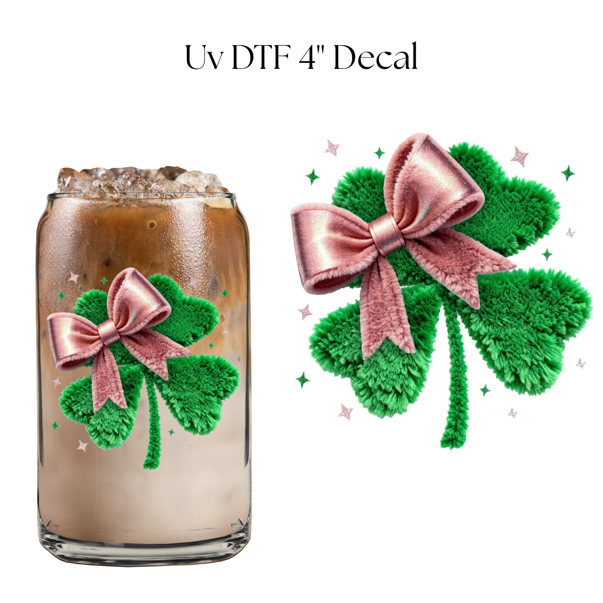 Coquette Clover Faux Patch 4” UV DTF Decal