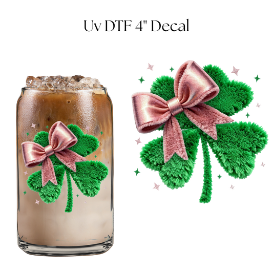 Coquette Clover Faux Patch 4” UV DTF Decal