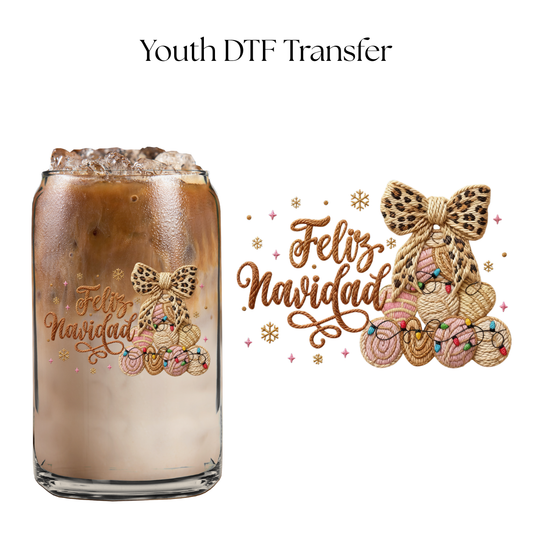 Feliz Navidad Bread Faux Yarn 4” UV DTF Decal