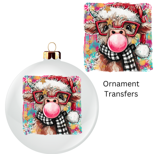 Christmas Cow Gum Ornament Transfer UV DTF
