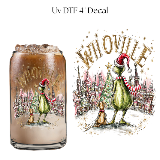 Green Monster Who Town 4” UV DTF Decal