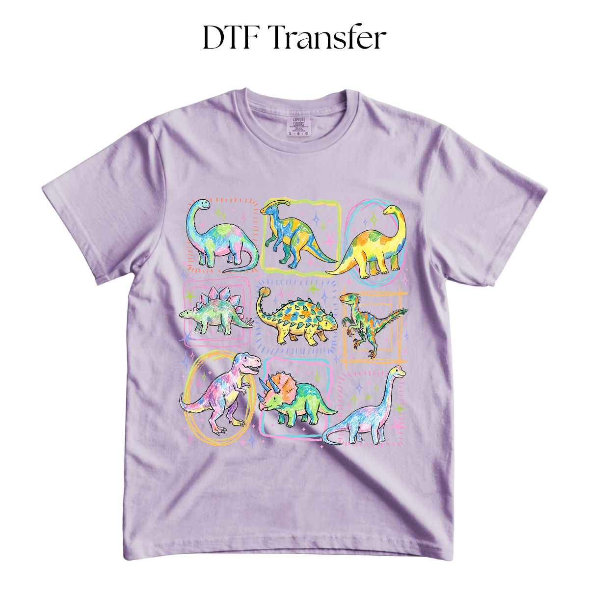 Colorful Dinosaurs DTF Transfer