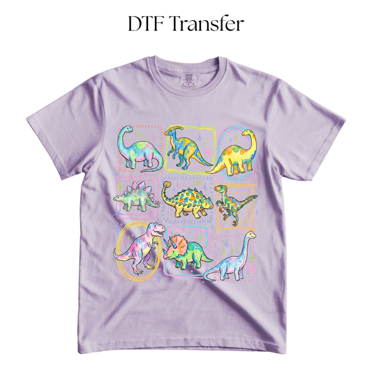 Colorful Dinosaurs DTF Transfer
