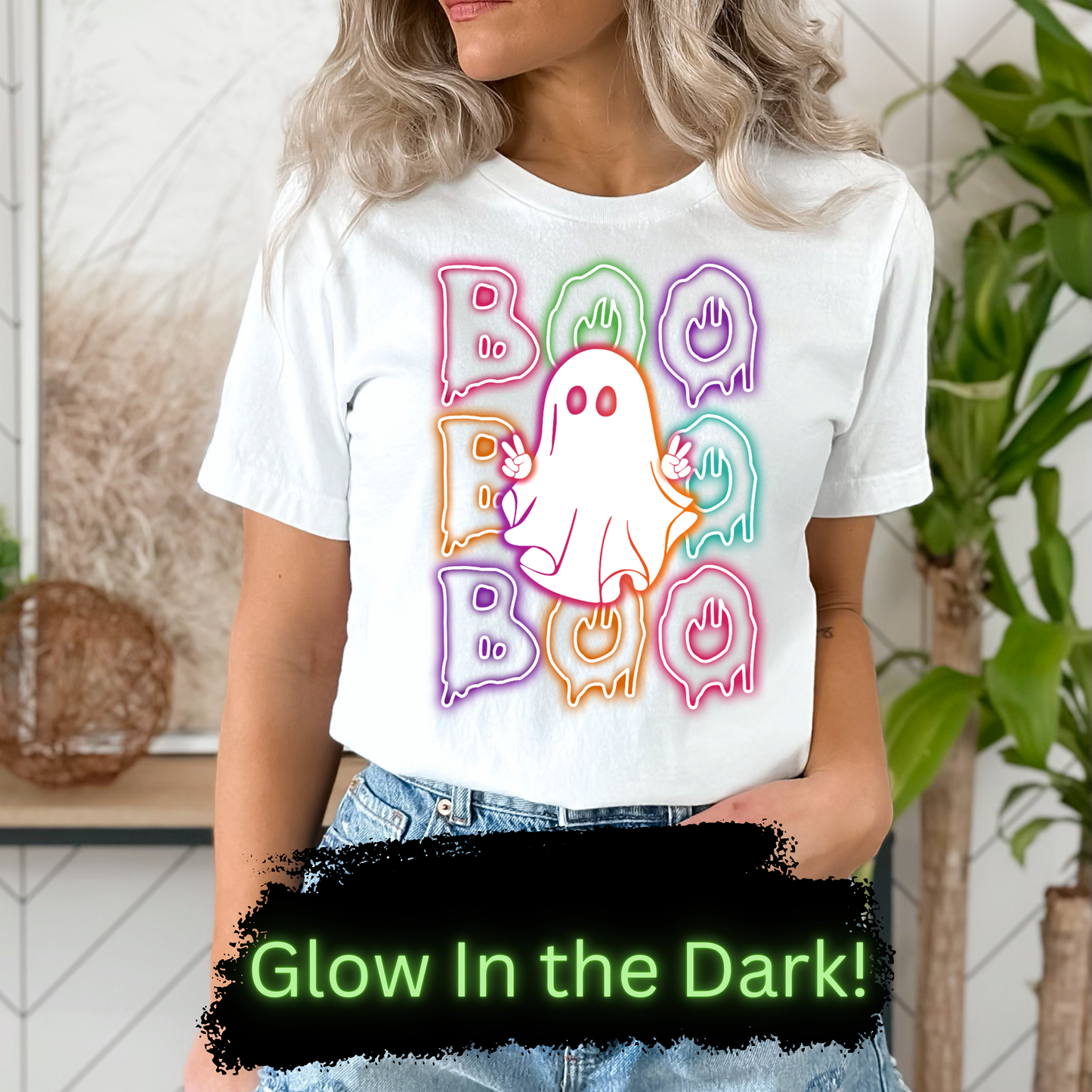 Glow Boo DTF Transfer GLOW IN THE DARK ADULT/YOUTH