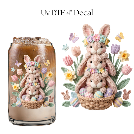 Bunnies Faux Knit 4” UV DTF Decal