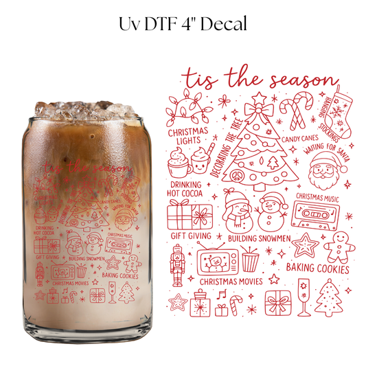 Tis the Season Red 4” UV DTF Decal