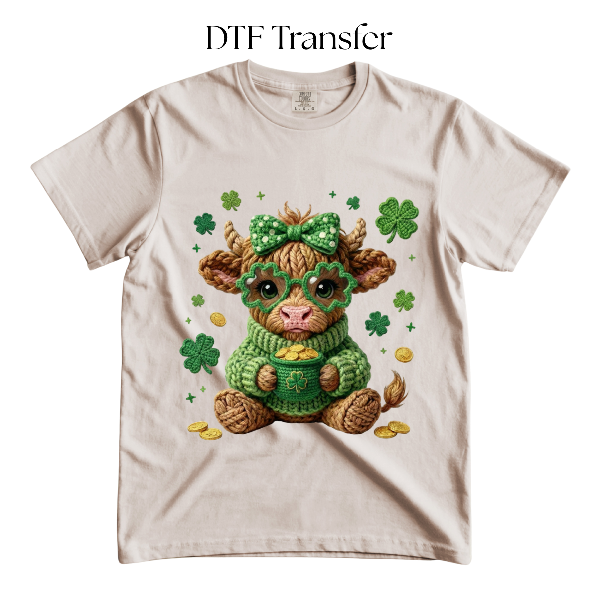 St. Patricks Day Cow Faux Yarn DTF Transfer