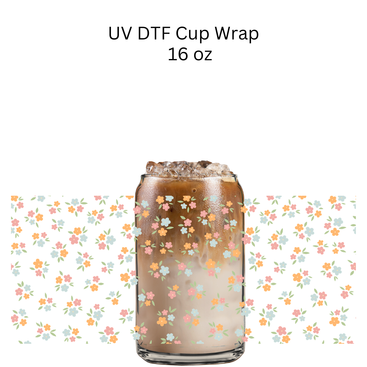 Orange Blue Purple Tri Flower UV DTF Cup Wrap