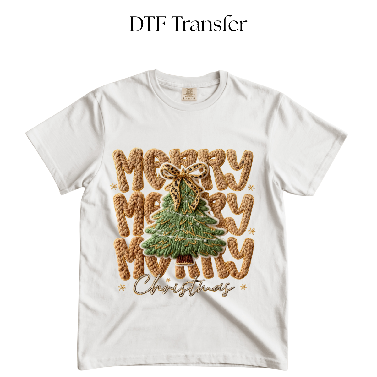 Christmas Neutrals Cheetah Faux Yarn DTF Transfer