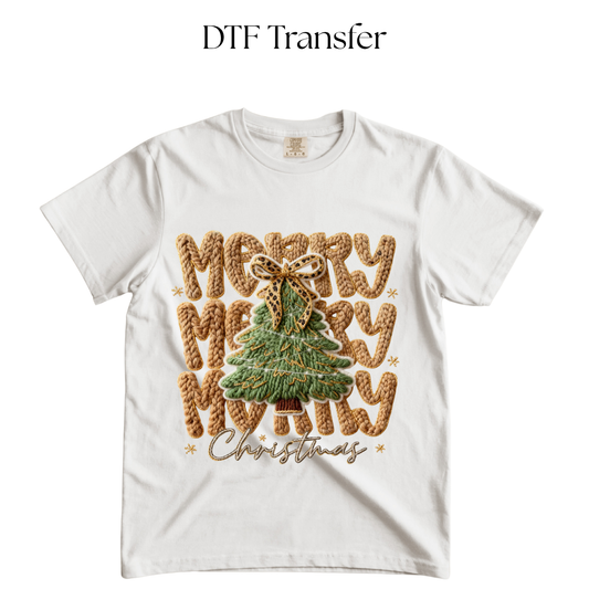 Christmas Neutrals Cheetah Faux Yarn DTF Transfer