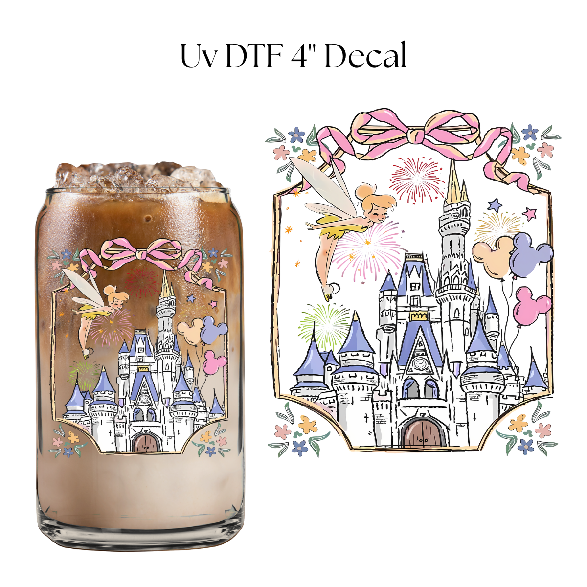 Enchanted Pastel Color Castle 4” UV DTF Decal