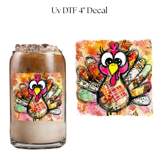 Colorful Turkey 4” UV DTF Decal