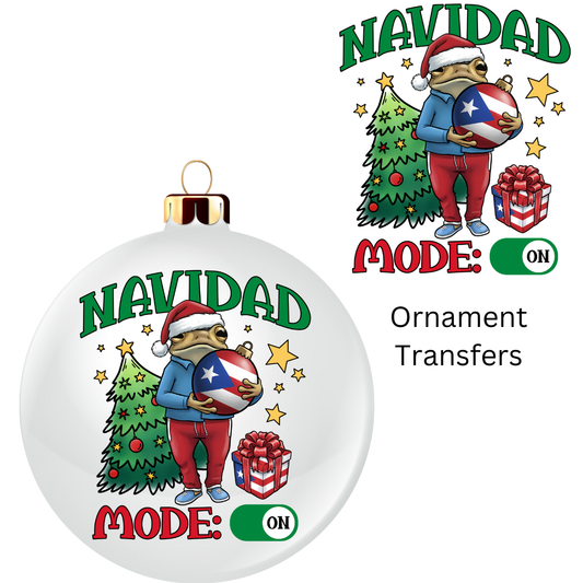 Navidad Mode On Ornament Transfer UV DTF
