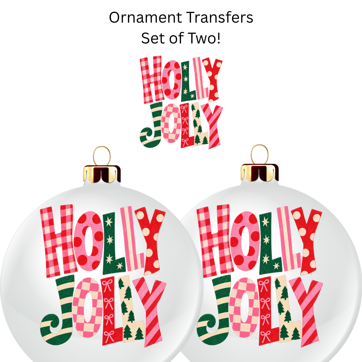 Holly Jolly Transfer UV DTF (Set of 2)