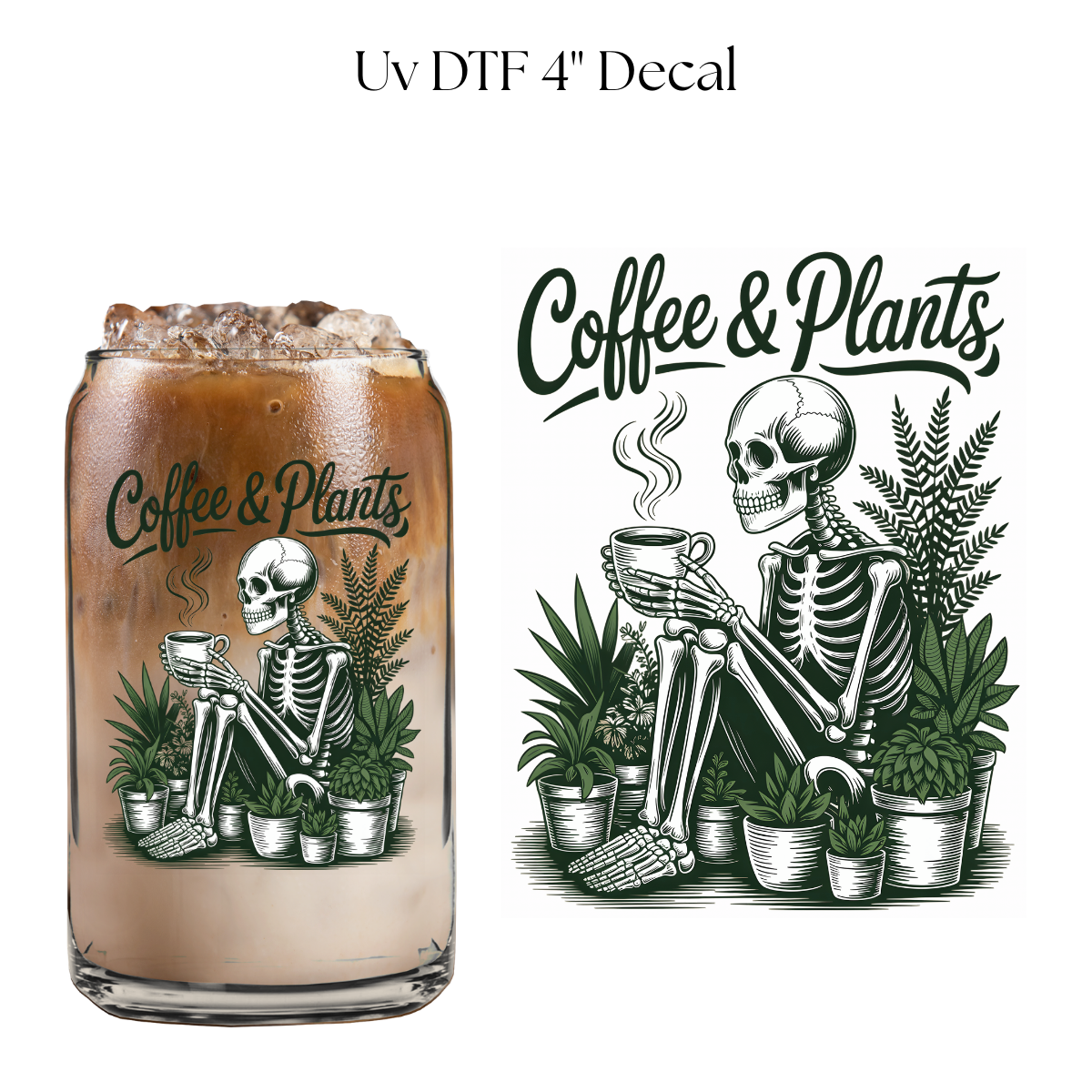Coffee and Plants 4” UV DTF Decal