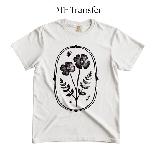 2 Flowers Frame Single Color Dtf Transfer