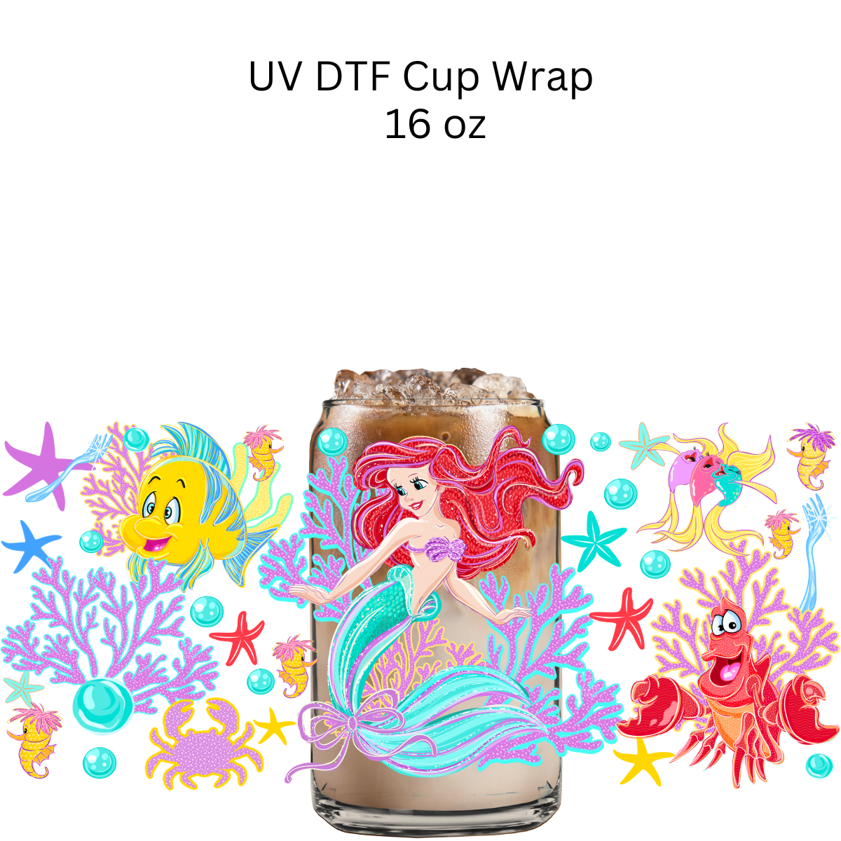 Gliter Mermaid and Friends UV DTF Cup Wrap