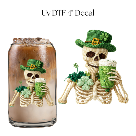 St Patricks Skeleton 4” UV DTF Decal