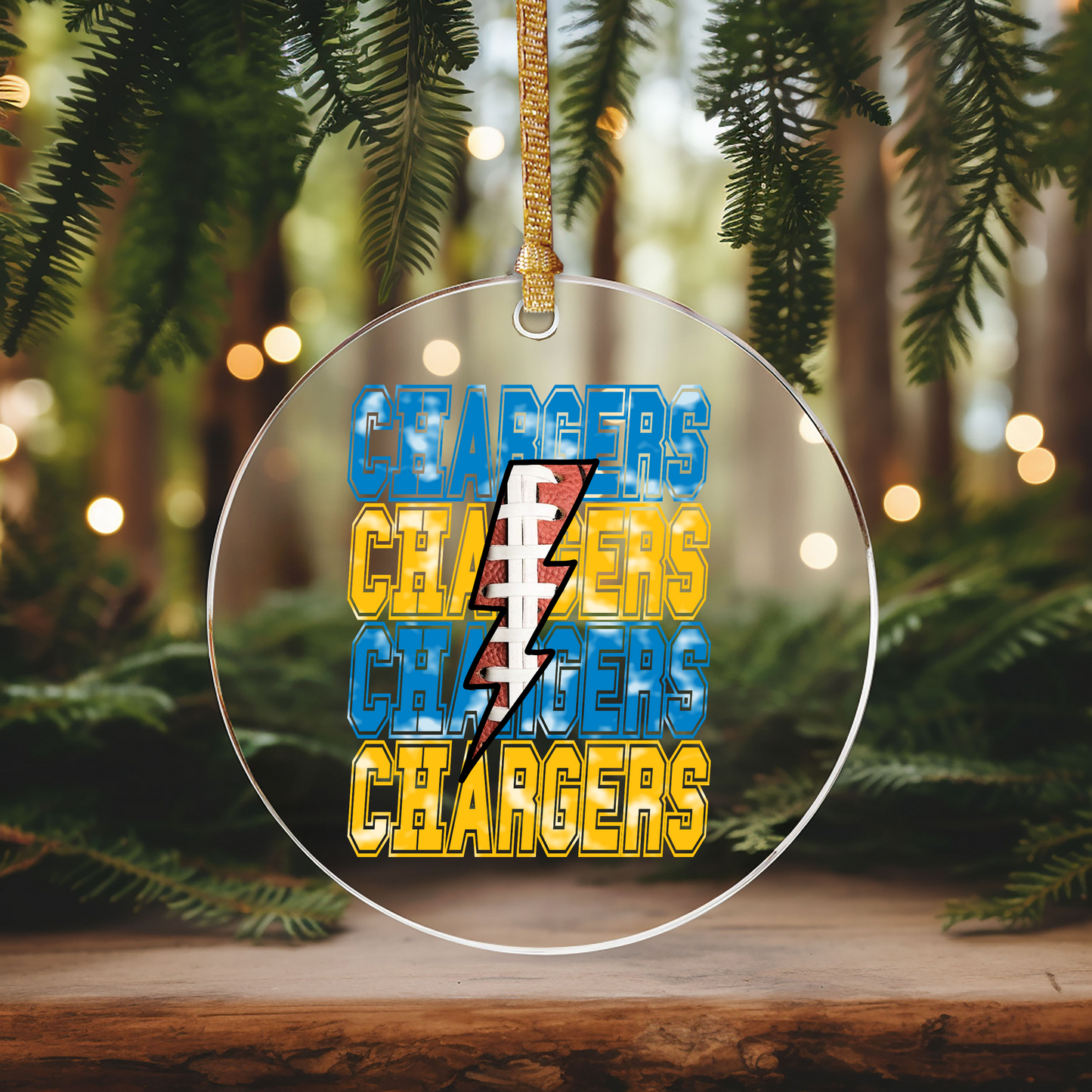 Charge Bolt Football Ornament Size UV DTF DOUBLE SIDED