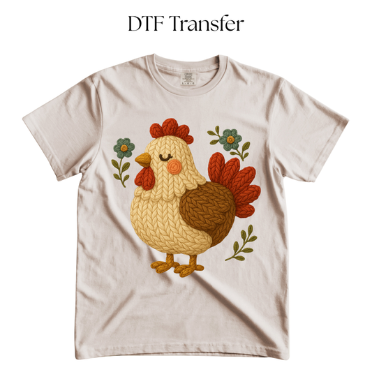 Hen Faux Yarn DTF Transfer
