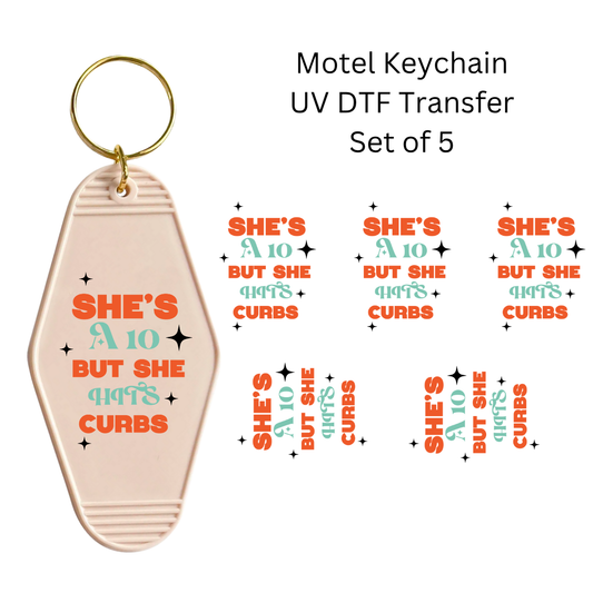 Shes a 10 But Hits Curbs Set of 5 Keychain Transfers