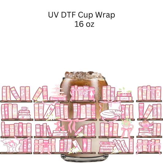 Pink Girly Bookshelf UV DTF Wrap