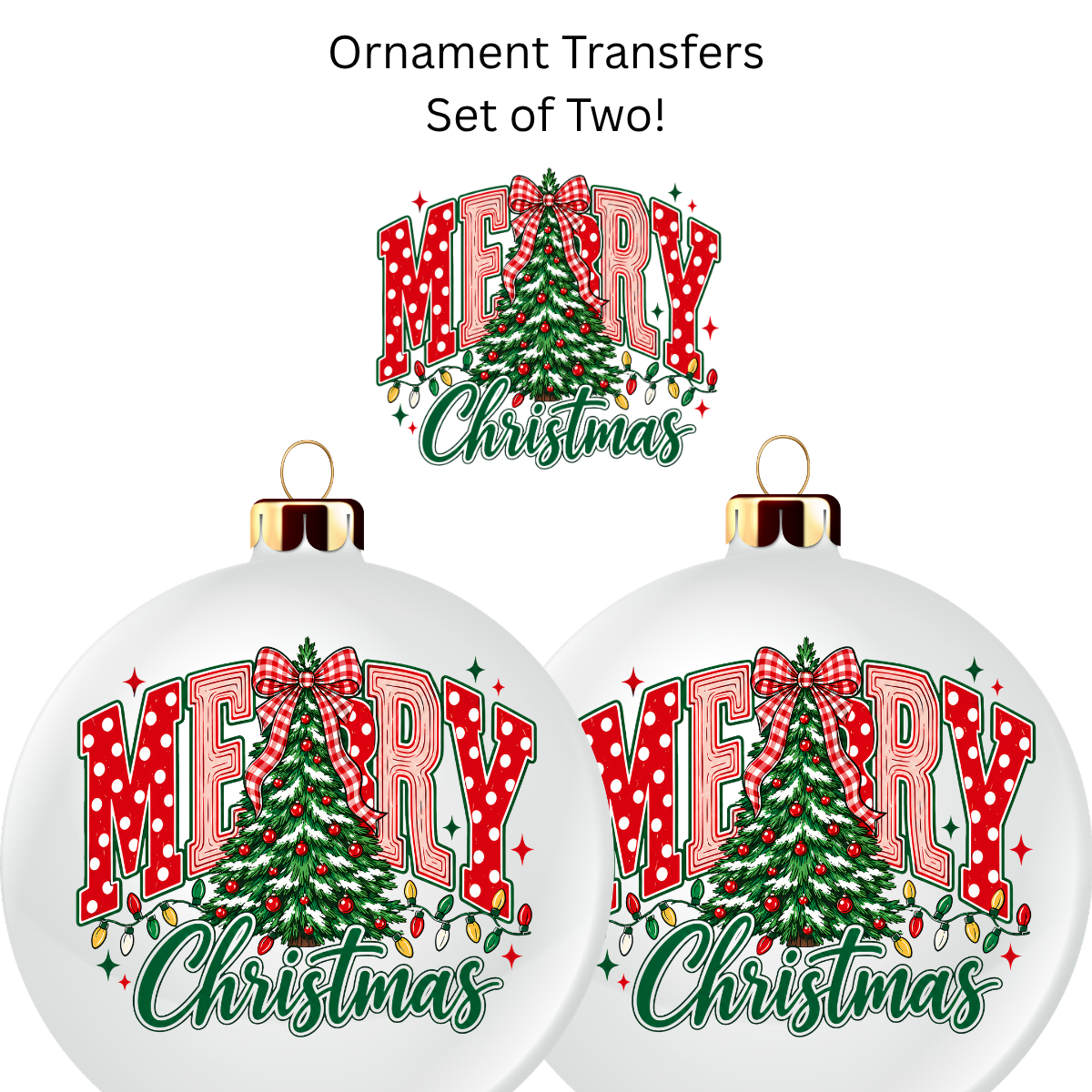 Merry Christmas Transfer UV DTF (Set of 2)