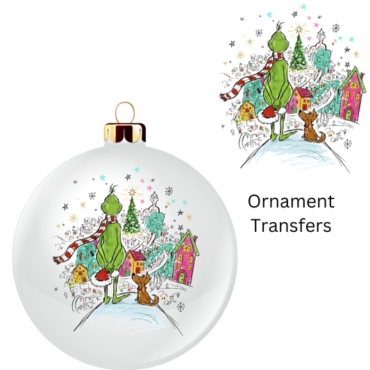 Green Monster Town Ornament Transfer UV DTF