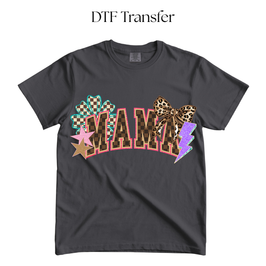 Mama Brown Checkered Patch DTF Transfer