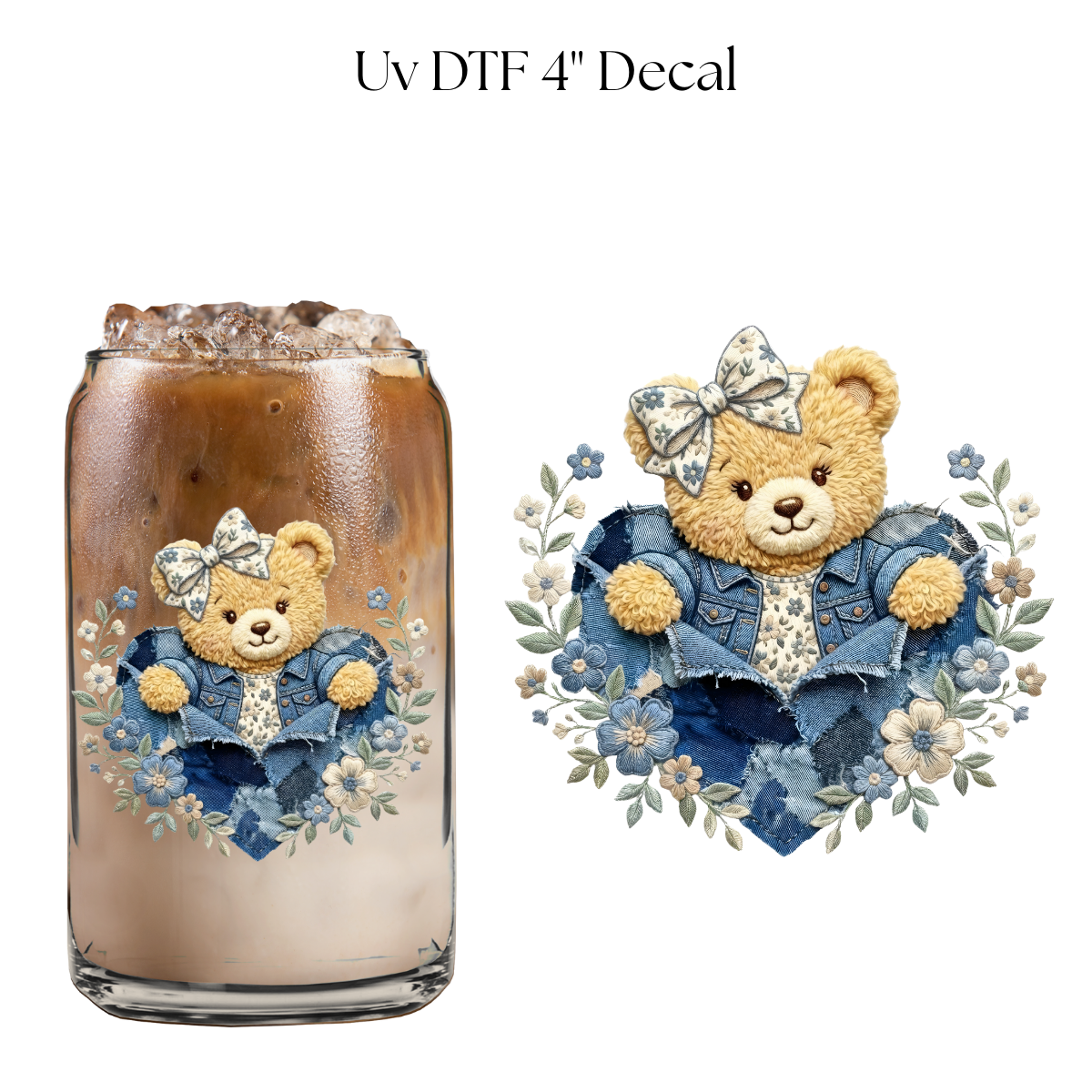 Bear Jeans Heart 4” UV DTF Decal