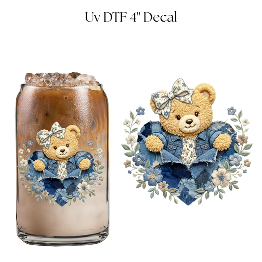 Bear Jeans Heart 4” UV DTF Decal