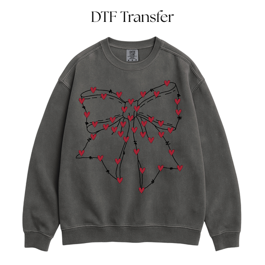 Valentine Bow Red Hearts DTF Transfer