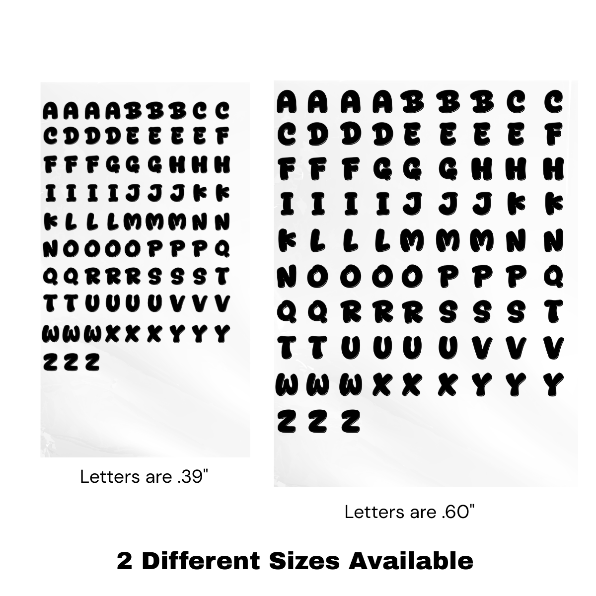 Black Bubble Alphabet UV WRAP (TWO different Sizes)