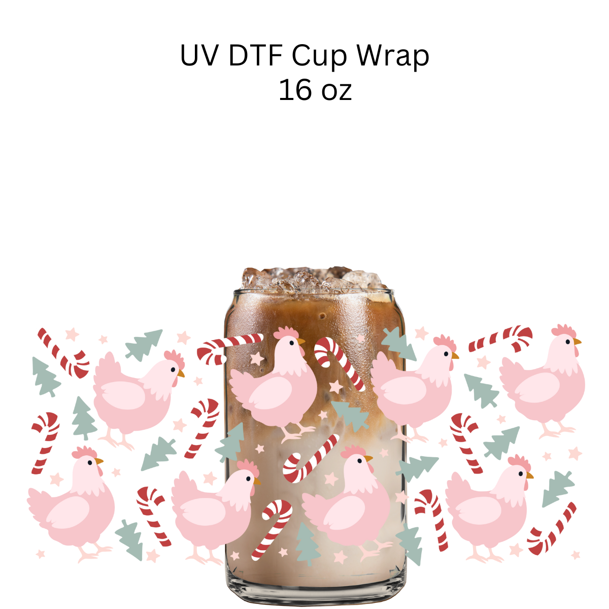 Chicken Christmas UV DTF Cup Wrap