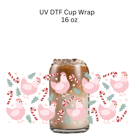 Chicken Christmas UV DTF Cup Wrap