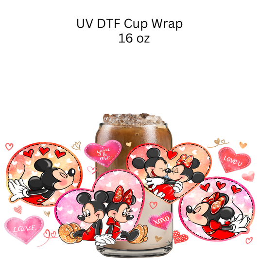 Valentine Hearts Mouse UV DTF Cup Wrap