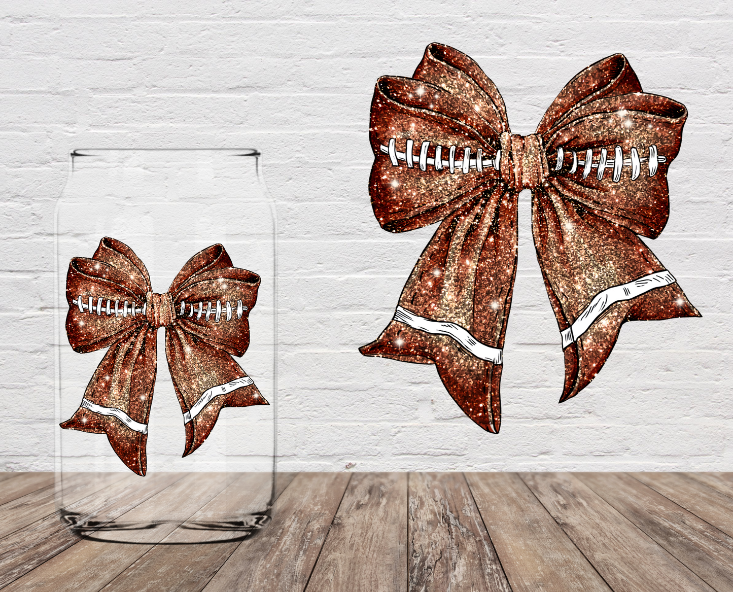 Football Bow Glitter 4" UV DTF